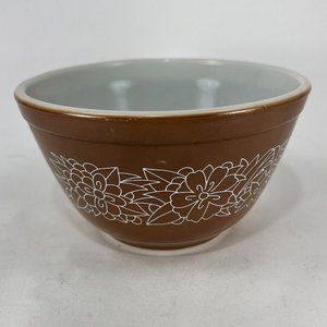 Vtg Pyrex Mixing Bowl #401 Woodland Nesting Bowl 750 ml Brown White 70s